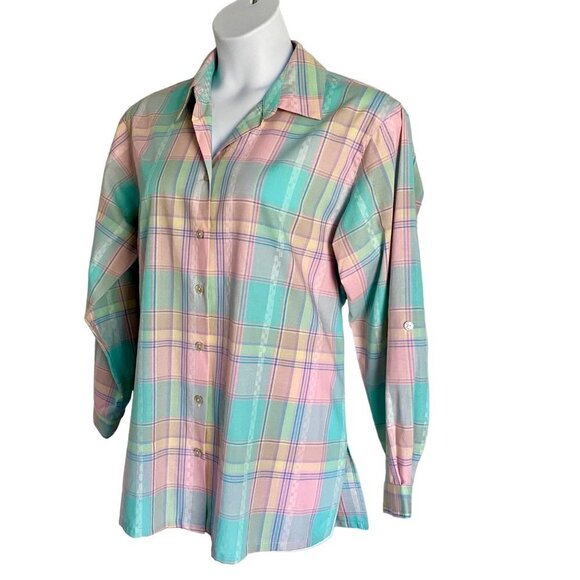 Koret Flower Market Long Sleeve Button Down Shirt Plaid Large 14-16 NEW - Picture 3 of 9